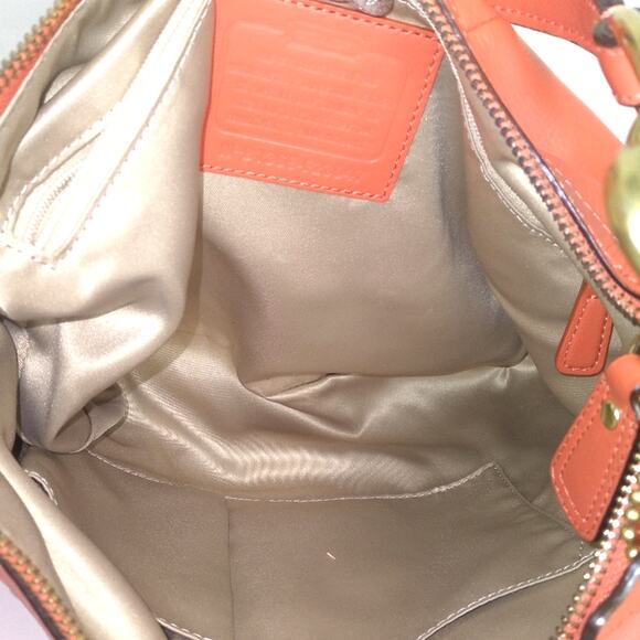 Coach Kristin Orange Woven Genuine Leather Large Hobo Shoulder Bag - Picture 9 of 10